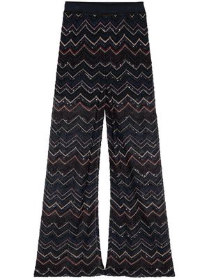 Missoni sequin-embellished zigzag flared trousers - Black