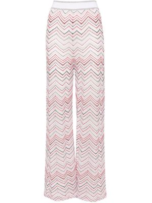 Missoni sequin-embellished zigzag flared trousers - White