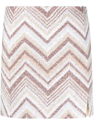 Missoni sequin-embellished zigzag-woven miniskirt - White