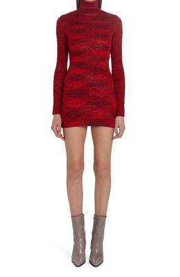 Missoni Sequin Turtleneck Long Sleeve Minidress in Red