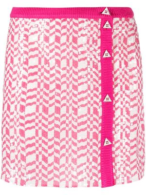 Missoni sequinned geometric-print silk miniskirt - Pink