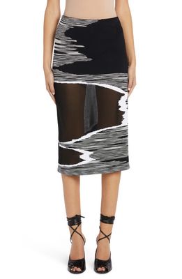 Missoni Space Dye Intarsia Wave Skirt in Black White Space Dye