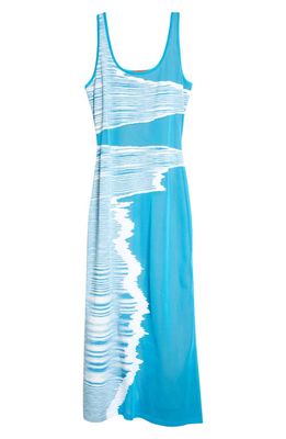 Missoni Space Dye Intarsia Wave Tank Dress in Turquoise Pale Sky White