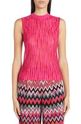 Missoni Space Dye Sleeveless Sweater in Pink And Red Space Dye