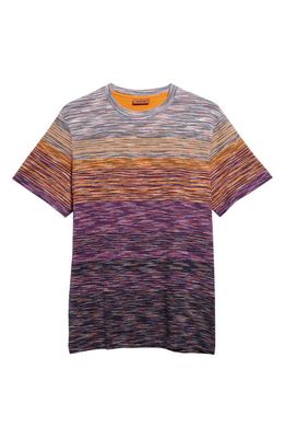 Missoni Space Dye Stripe Cotton T-Shirt in Multi Violet/Red Space Dyed