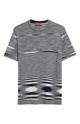 Missoni Space Dye Stripe Cotton T-Shirt in Space Dyed Navy/White