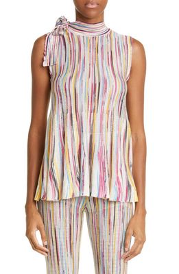 Missoni Space Dye Tie Neck Top in Pink/yellow