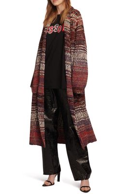 Missoni Space Dye Wool Blend Knit Long Cardigan in Multicolor With Violet