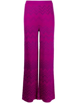 Missoni straight-leg zigzag-embroidery trousers - Purple