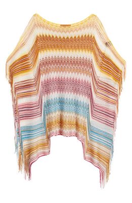 Missoni Stripe Fringe Poncho in Multicolor