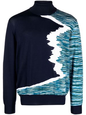 Missoni stripe-pattern roll-neck jumper - Blue