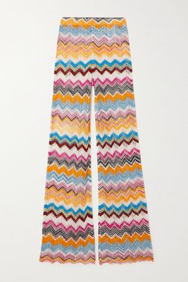 Missoni - Striped Crochet-knit Flared Pants - Pink