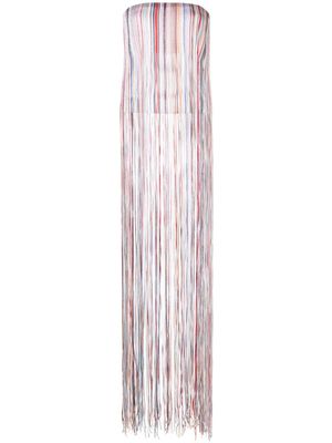 Missoni striped fringed strapless top - Red