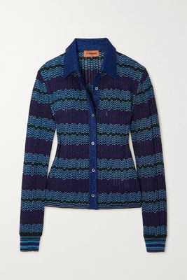 Missoni - Striped Ribbed Jacquard-knit Shirt - Blue