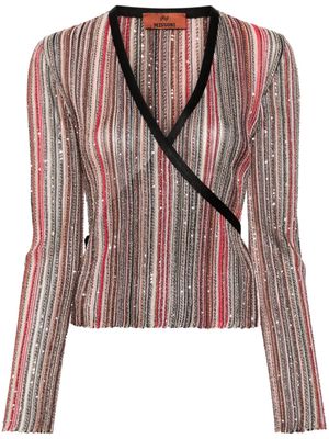 Missoni striped sequined wrap jumper - Black