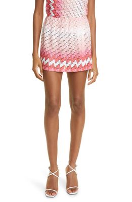 Missoni Textured Open Stitch Miniskirt in Red And Pink Shade