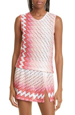 Missoni Vertical Zigzag Knit Tank Top in Red And Pink Shade