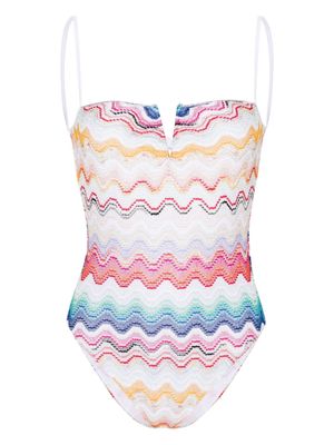 Missoni Wave knitted-overlay swimsuit - Pink