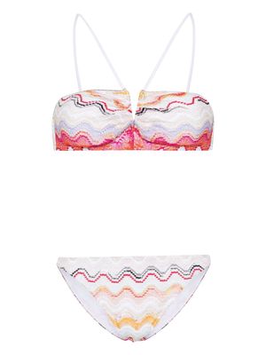 Missoni Wave knitted V-wire bikini top - Silver