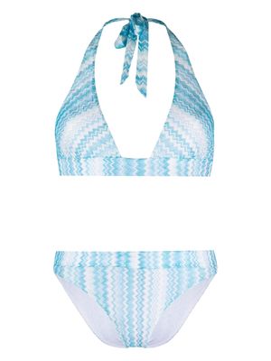 Missoni woven zigzag halterneck bikini - Blue