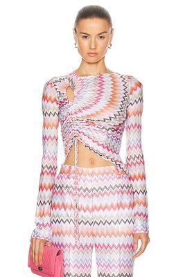 Missoni Zig Zag Long Sleeve Top in Pink