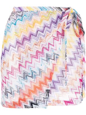 Missoni zig-zag pattern knitted skirt - White