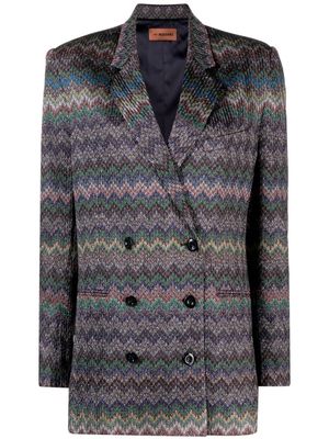 Missoni zig-zag woven double-breasted blazer - Blue