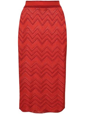 Missoni zig-zag woven pencil skirt - Red
