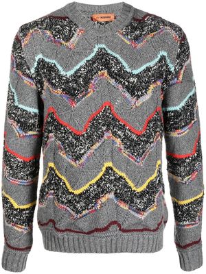 Missoni zig-zig intarsia cable-knit sweater - Grey