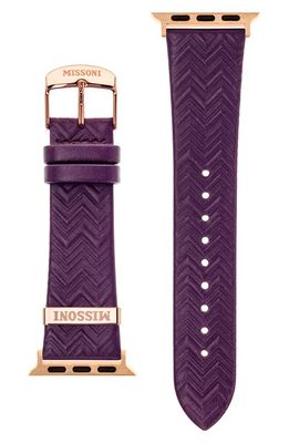 Missoni Zigzag 22mm Embossed Leather Apple Watch® Watchband in Violet