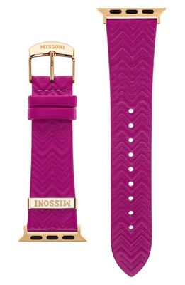 Missoni Zigzag 22mm Embossed Leather Apple Watch Watchband in Pink