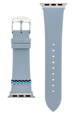 Missoni Zigzag 22mm Leather Apple Watch® Watchband in Blue