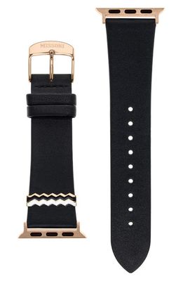 Missoni Zigzag 22mm Leather Apple Watch Watchband in Black