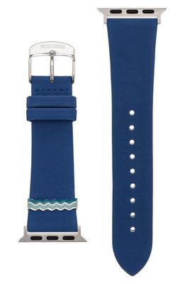 Missoni Zigzag 22mm Leather Apple Watch Watchband in Blue