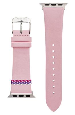 Missoni Zigzag 22mm Leather Apple Watch Watchband in Pink