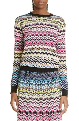 Missoni Zigzag Cotton Blend Sweater in Multicolor With Black