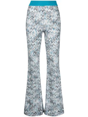 Missoni zigzag flared knitted trousers - Blue