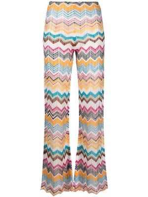 Missoni zigzag flared knitted trousers - White