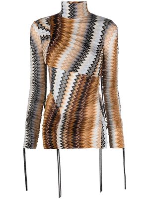 Missoni zigzag high-neck ruched top - Gold