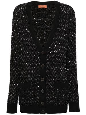 Missoni zigzag-knit sequinned cardigan - Black