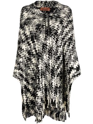 Missoni zigzag-knit wool poncho - Black