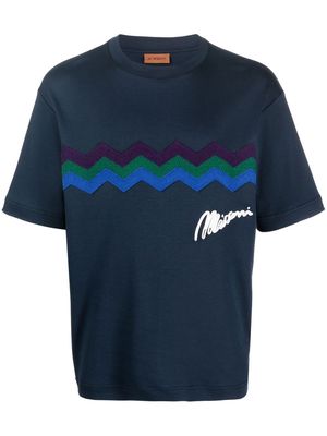 Missoni zigzag logo-embroidered T-shirt - Blue