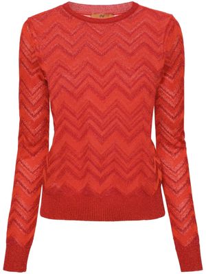 Missoni zigzag lurex jumper - Red