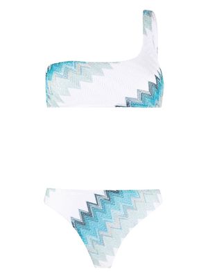 Missoni zigzag one-shoulder bikini - White