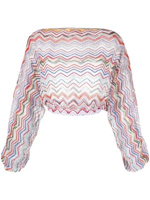 Missoni zigzag open-knit cropped blouse - Red