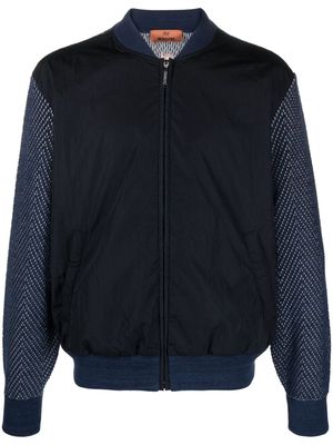 Missoni zigzag panelled bomber jacket - Blue