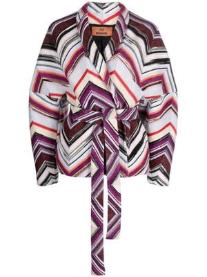 Missoni zigzag-pattern belted wool jacket - Pink