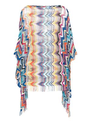 Missoni zigzag-pattern fringed kaftan - Blue