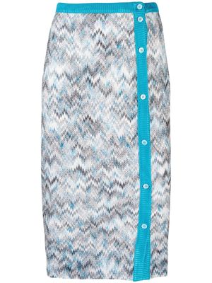 Missoni zigzag pattern knitted skirt - Blue
