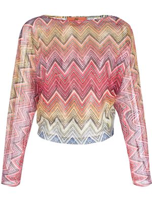 Missoni zigzag-pattern long-sleeved T-shirt - Red